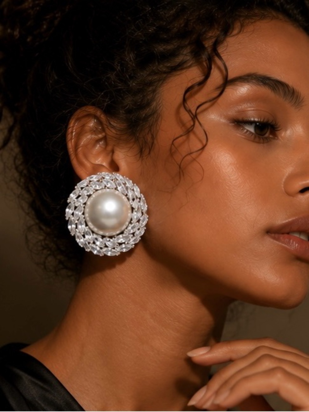 Luminous Pearl Halo Earrings Couture Crystal Evening Jewelry